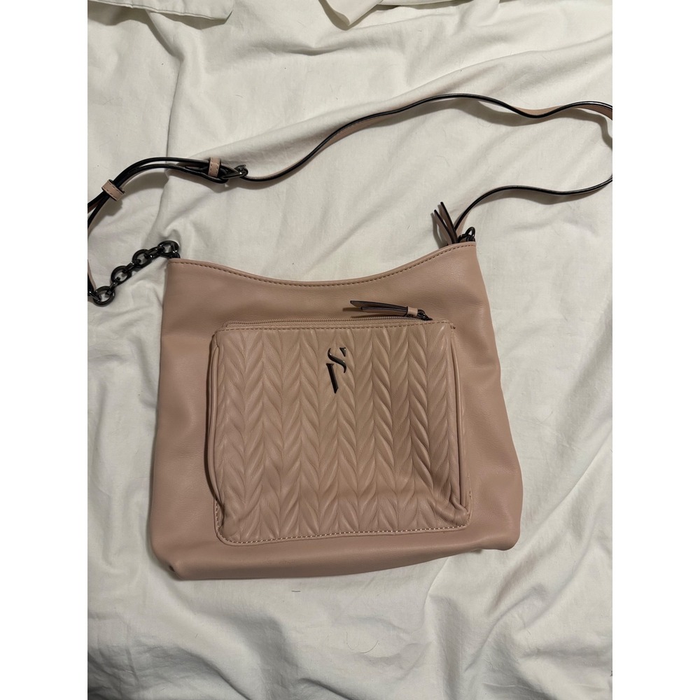 Simply Vera Vera Wang Blush Pink Quilted Crossbody Bag Gunmetal Chain Accent